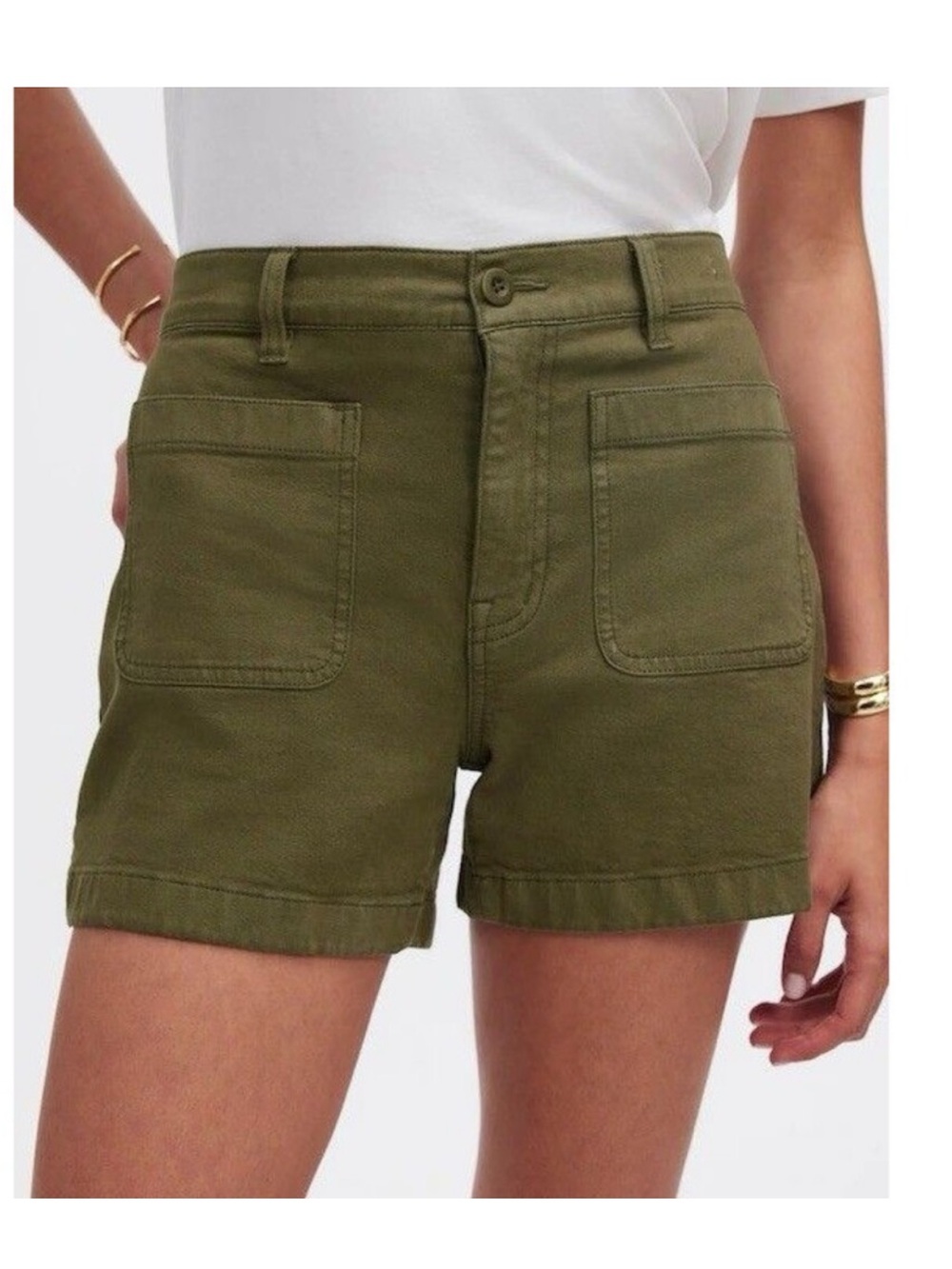 NWT Madewell Emmett Sailor shorts green denim jean cotton size 26